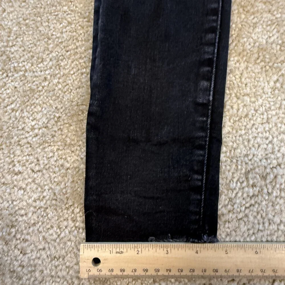 Good American Good Legs Skinny Crop Fray Hem Jeans Size 0 25 Denim Black F723